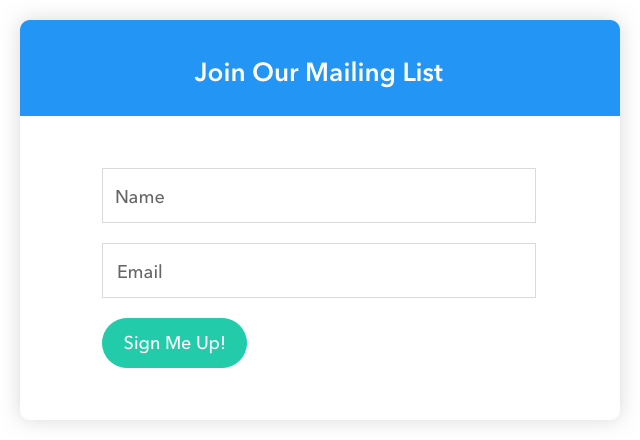 a standard web form with fields for name and email address. there is no incetive for the user to enter their details.